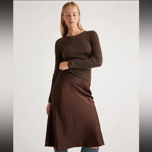 Quince Women's Washable Brown Silk Pencil Skirt XS NWT!